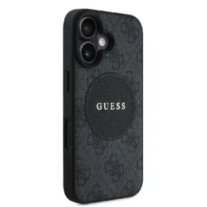 Оригинален кейс Guess MagSafe PU 4G Circle с Classic Logo за iPhone 16 - Черен - imagine 4