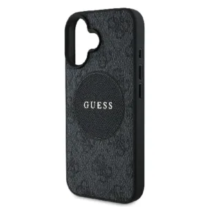 Оригинален кейс Guess MagSafe PU 4G Circle с Classic Logo за iPhone 16 - Черен - imagine 6