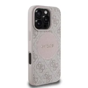 Оригинален кейс Guess MagSafe PU 4G Circle с Classic Logo за iPhone 16 Pro- Розов - imagine 6