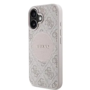 Оригинален кейс Guess MagSafe PU 4G Circle с Classic Logo за iPhone 16 - Розов - Изображение 2