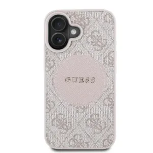 Оригинален кейс Guess MagSafe PU 4G Circle с Classic Logo за iPhone 16 - Розов - Изображение 3