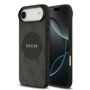 Оригинален кейс Guess MagSafe PU 4G Circle с Classic Logo за iPhone 17 Air - Черен