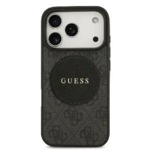 Оригинален кейс Guess MagSafe PU 4G Circle с Classic Logo за iPhone 17 Pro - Черен - imagine 2