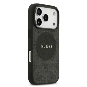 Оригинален кейс Guess MagSafe PU 4G Circle с Classic Logo за iPhone 17 Pro - Черен - imagine 3