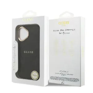 Оригинален кейс Guess MagSafe PU с Peony Hot Stamp за iPhone 17 - Черен - imagine 2