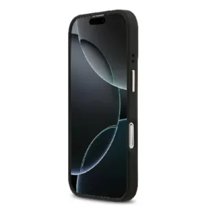 Оригинален кейс Guess MagSafe PU с Peony Hot Stamp за iPhone 17 - Черен - imagine 5