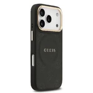 Оригинален кейс Guess MagSafe PU с Peony Hot Stamp за iPhone 17 Pro - Черен - Изображение 6