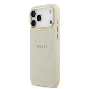 Оригинален кейс Guess MagSafe PU с Peony Hot Stamp за iPhone 17 Pro Max - Бежов - imagine 2