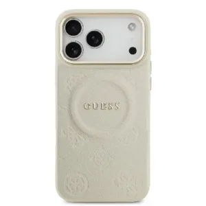 Оригинален кейс Guess MagSafe PU с Peony Hot Stamp за iPhone 17 Pro Max - Бежов - imagine 3