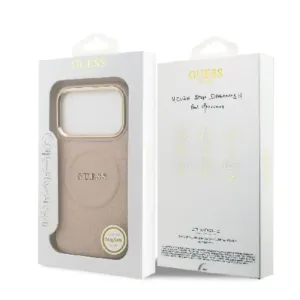 Оригинален кейс Guess MagSafe PU с Peony Hot Stamp за iPhone 17 Pro - Розов - imagine 2