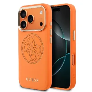 Оригинален кейс Guess MagSafe PU с Perforated 4G за iPhone 17 Pro - Оранжев