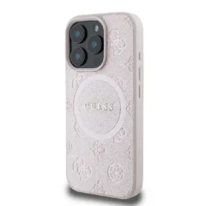 Оригинален кейс Guess MagSafe Saffiano Peony Classic Logo за iPhone 16 Pro - Розов - imagine 2