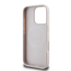 Оригинален кейс Guess MagSafe Saffiano Peony Classic Logo за iPhone 16 Pro - Розов - imagine 7