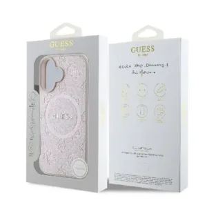 Оригинален кейс Guess MagSafe Saffiano Peony Classic Logo за iPhone 16- Розов - Изображение 2