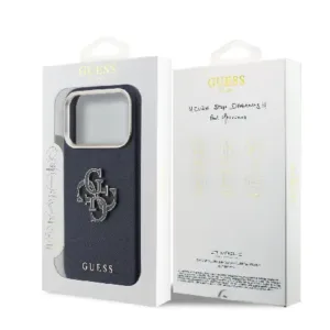 Оригинален кейс Guess PU FW Resin Logo за iPhone 17 Pro Max - Син - Изображение 8