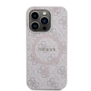 Оригинален кейс Guess за iPhone 15 Pro MagSafe - PU 4G Ring Classic Logo - Розов - imagine 3