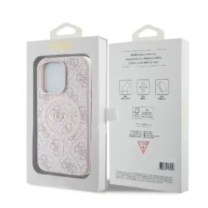 Оригинален кейс Guess за iPhone 15 Pro MagSafe - PU 4G Ring Classic Logo - Розов - imagine 8
