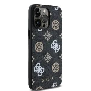 Оригинален кейс Guess за iPhone 15 Pro MagSafe - PU Peony on 4G Background - Черен - imagine 4