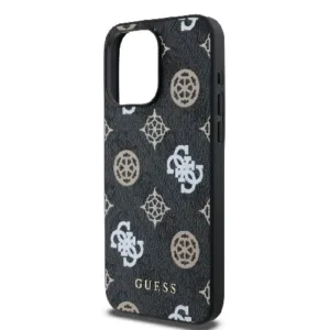 Оригинален кейс Guess за iPhone 15 Pro MagSafe - PU Peony on 4G Background - Черен - imagine 6