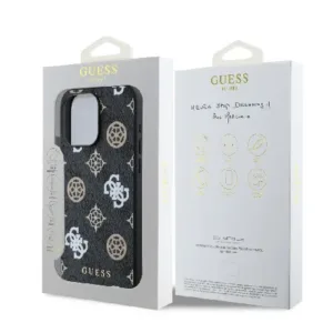 Оригинален кейс Guess за iPhone 15 Pro MagSafe - PU Peony on 4G Background - Черен - imagine 8
