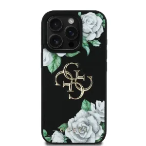 Оригинален кейс Guess за iPhone 15 Pro Max - Grained PU Roses and Big 4G Logo - Черен - imagine 3