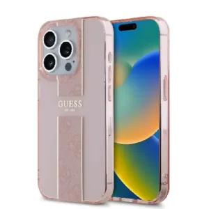 Оригинален кейс Guess за iPhone 15 Pro Max - IML 4G Stripe - Розов