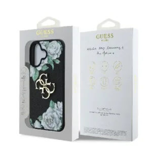 Оригинален кейс Guess за iPhone 16 - Grained PU Roses and Big 4G Logo - Черен - imagine 8