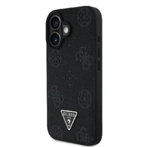 Оригинален кейс Guess за iPhone 16 MagSafe - Grained PU Hot Stamp Triangle - Черен - imagine 2