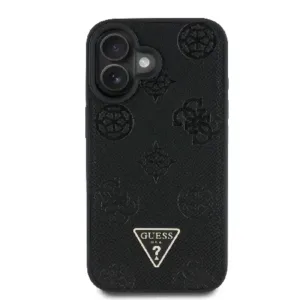 Оригинален кейс Guess за iPhone 16 MagSafe - Grained PU Hot Stamp Triangle - Черен - imagine 3