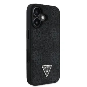 Оригинален кейс Guess за iPhone 16 MagSafe - Grained PU Hot Stamp Triangle - Черен - imagine 4