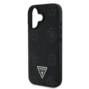 Оригинален кейс Guess за iPhone 16 MagSafe - Grained PU Hot Stamp Triangle - Черен - imagine 6