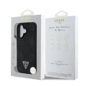 Оригинален кейс Guess за iPhone 16 MagSafe - Grained PU Hot Stamp Triangle - Черен - imagine 8