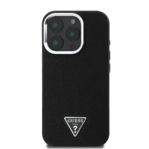 Оригинален кейс Guess за iPhone 16 Pro MagSafe - Grained PU Triangle Logo - Черен - Изображение 2