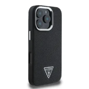 Оригинален кейс Guess за iPhone 16 Pro MagSafe - Grained PU Triangle Logo - Черен - Изображение 4