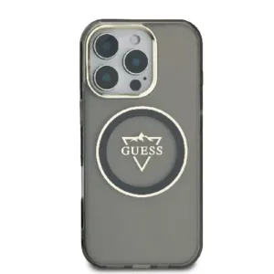 Оригинален кейс Guess за iPhone 16 Pro MagSafe - IML Metal Mountain Logo - Черен - imagine 3