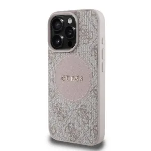 Оригинален кейс Guess за iPhone 16 Pro Max MagSafe - PU 4G Circle W/ Classic Logo - Розов - imagine 2
