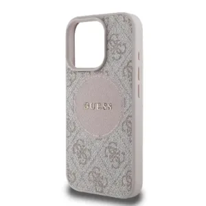 Оригинален кейс Guess за iPhone 16 Pro Max MagSafe - PU 4G Circle W/ Classic Logo - Розов - imagine 6