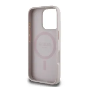 Оригинален кейс Guess за iPhone 16 Pro Max MagSafe - PU 4G Circle W/ Classic Logo - Розов - imagine 7