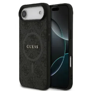 Оригинален кейс Guess за iPhone 17 Air MagSafe - PU 4G Ring Classic Logo - Черен