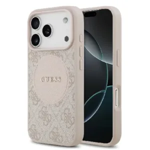 Оригинален кейс Guess за iPhone 17 Pro MagSafe - PU 4G Circle W/ Classic Logo - Розов