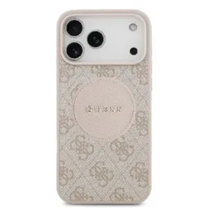 Оригинален кейс Guess за iPhone 17 Pro Max MagSafe - PU 4G Circle W/ Classic Logo - Розов - imagine 3