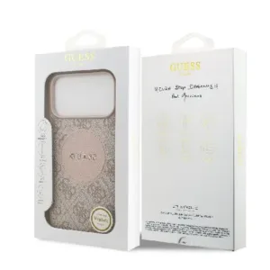 Оригинален кейс Guess за iPhone 17 Pro Max MagSafe - PU 4G Circle W/ Classic Logo - Розов - imagine 8