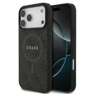 Оригинален кейс Guess за iPhone 17 Pro Max MagSafe - PU 4G Ring Classic Logo - Черен