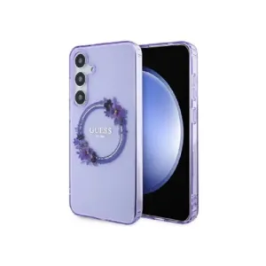 Оригинален кейс Guess за Samsung Galaxy S24 Plus - IML Flowers Wreath MagSafe - Лилав