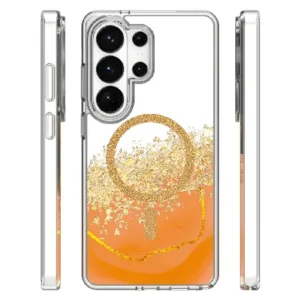 Стилен калъф с 3D ефект за Samsung Galaxy S26 Ultra – оранжев - Изображение 2