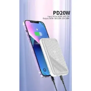 WUW Безж. магнитно зарядно PD20W USB-C+1изх.USB 10,000MAH - Сива Y104 - imagine 2